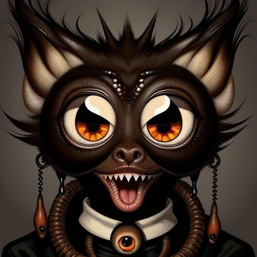 Creepy Animal with Eyes, in Lowbrow Horror Style