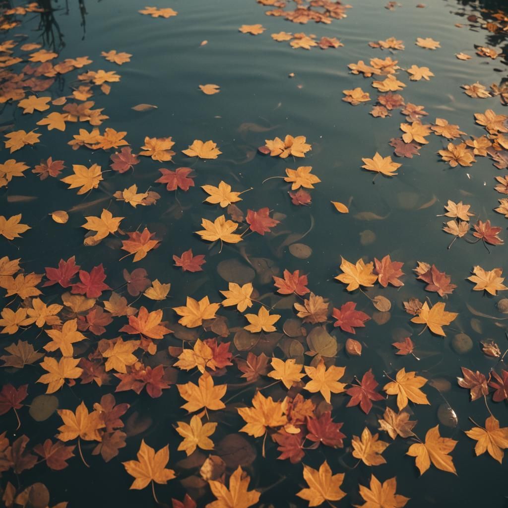 Golden Autumn Leaves on Serene Pond