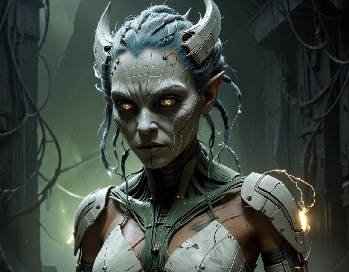 Gothic Ahsoka Tano Reimagined as Cybernetic Monster