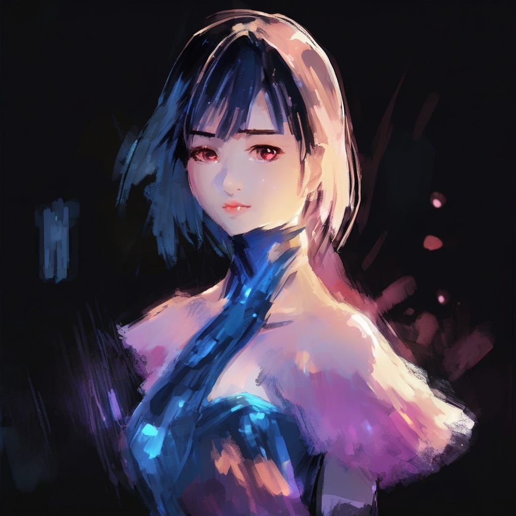 Surreal Digital Goddess in a Haute Couture Wave Dress with A...