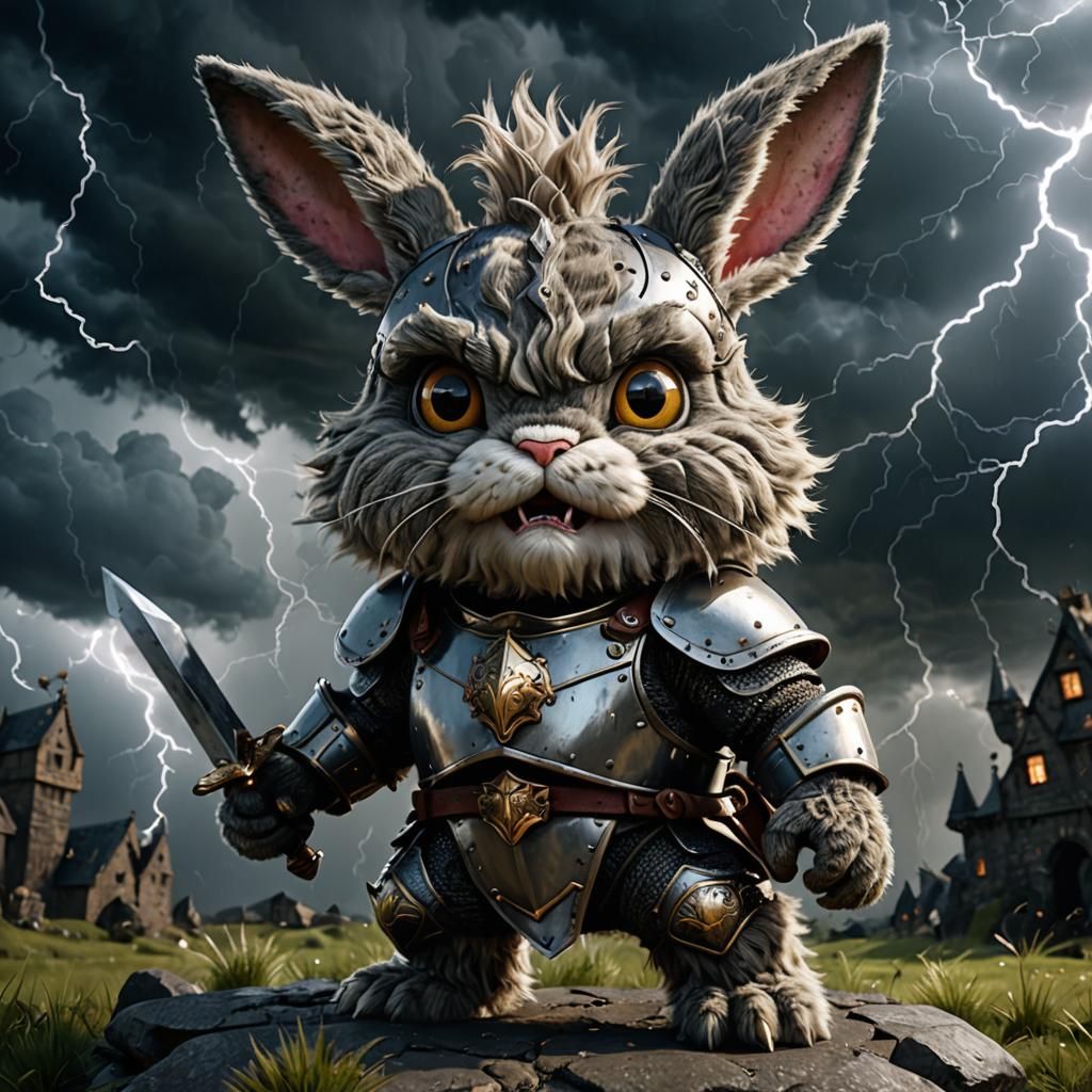 Aggressive Cute Knight Bunny!