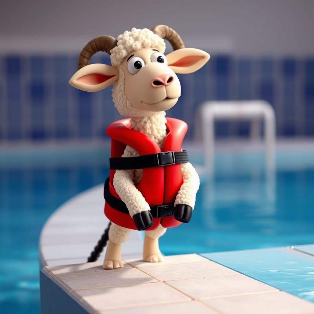 Nervous Lamb Learns to Swim in Claymation