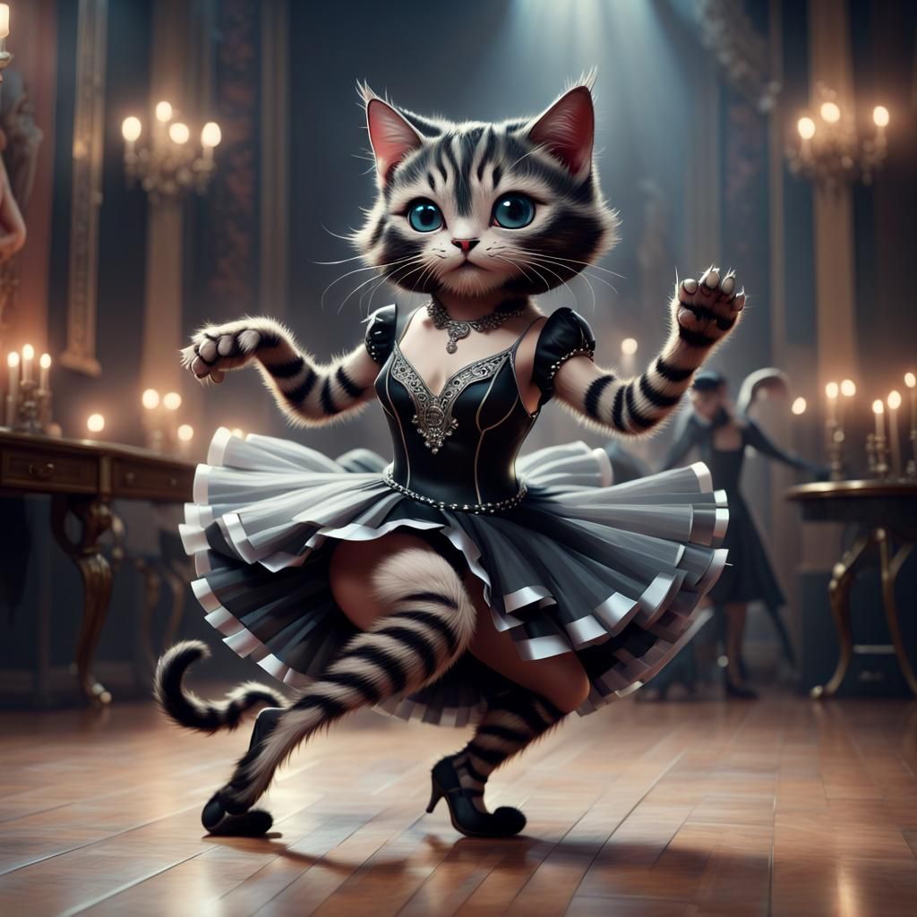 Feline Tango Dancer in Detailed Matte Painting