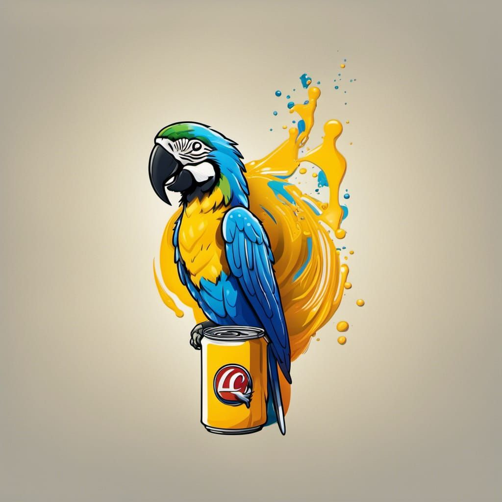 Blue and Yellow Macaw Logo in Lacoste Style