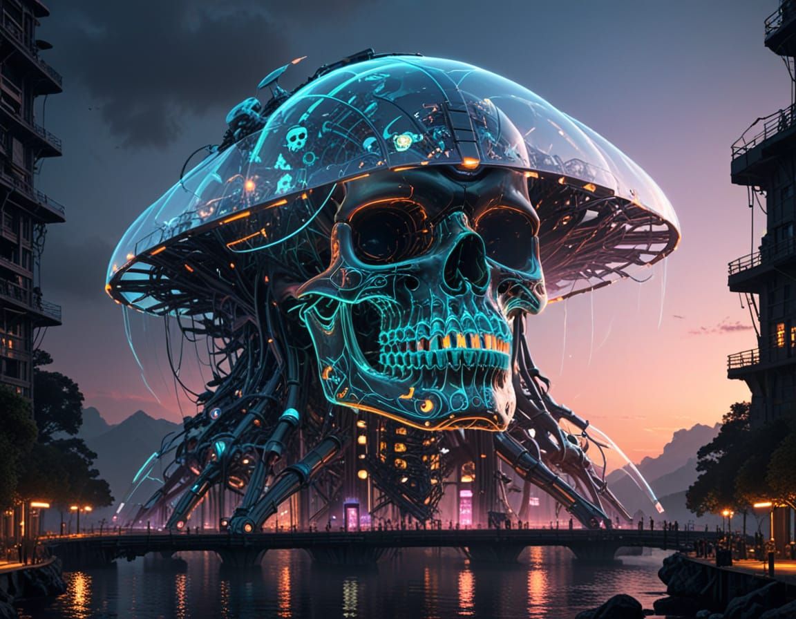 Solarpunk Megastructure in Neon Glow