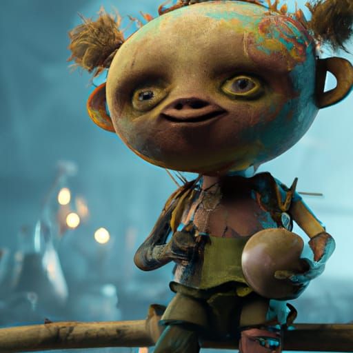 Creepy Adorable Voodoo Doll: Detailed Matte Painting