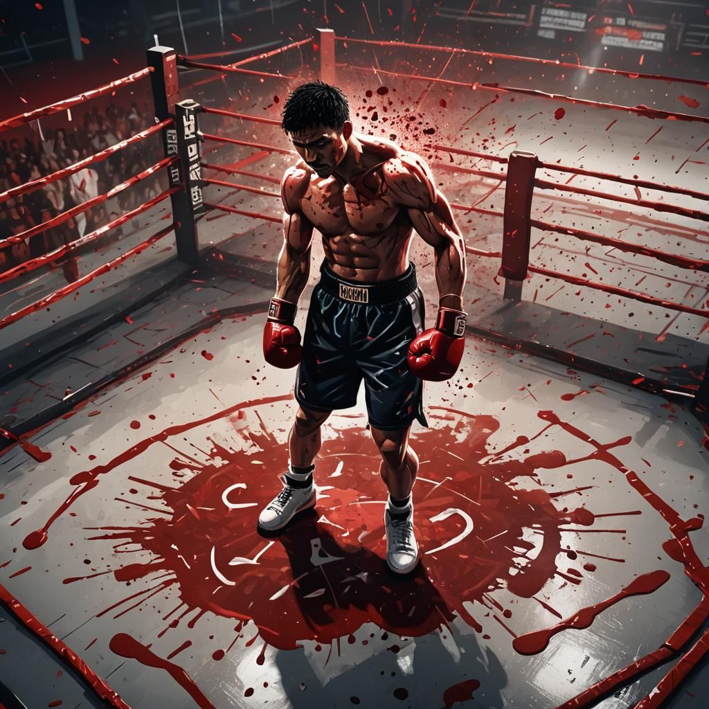 Boxer in Ink Splatter Ring: 3D Game Cinematic