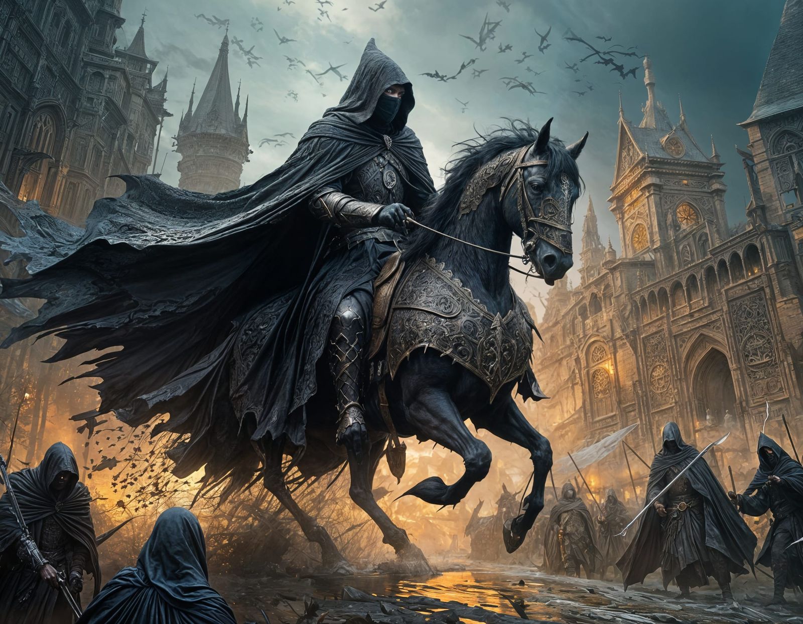 Fierce Nazgul Rider in Intricate Armor