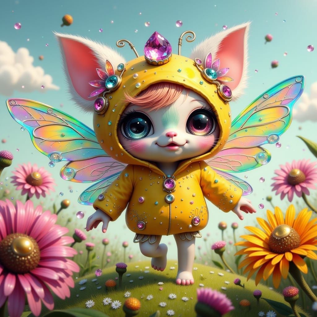 Whimsical Crystalized Fae in Yellow Gingham Onesie