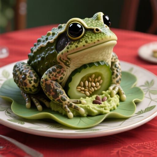 Hyperrealistic Pickle Toad Sculpture Digital Art