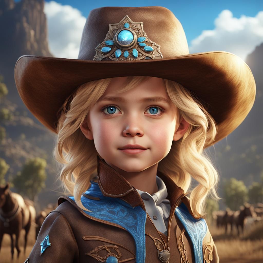 Cowgirl Portrait in Detailed Matte Painting Style