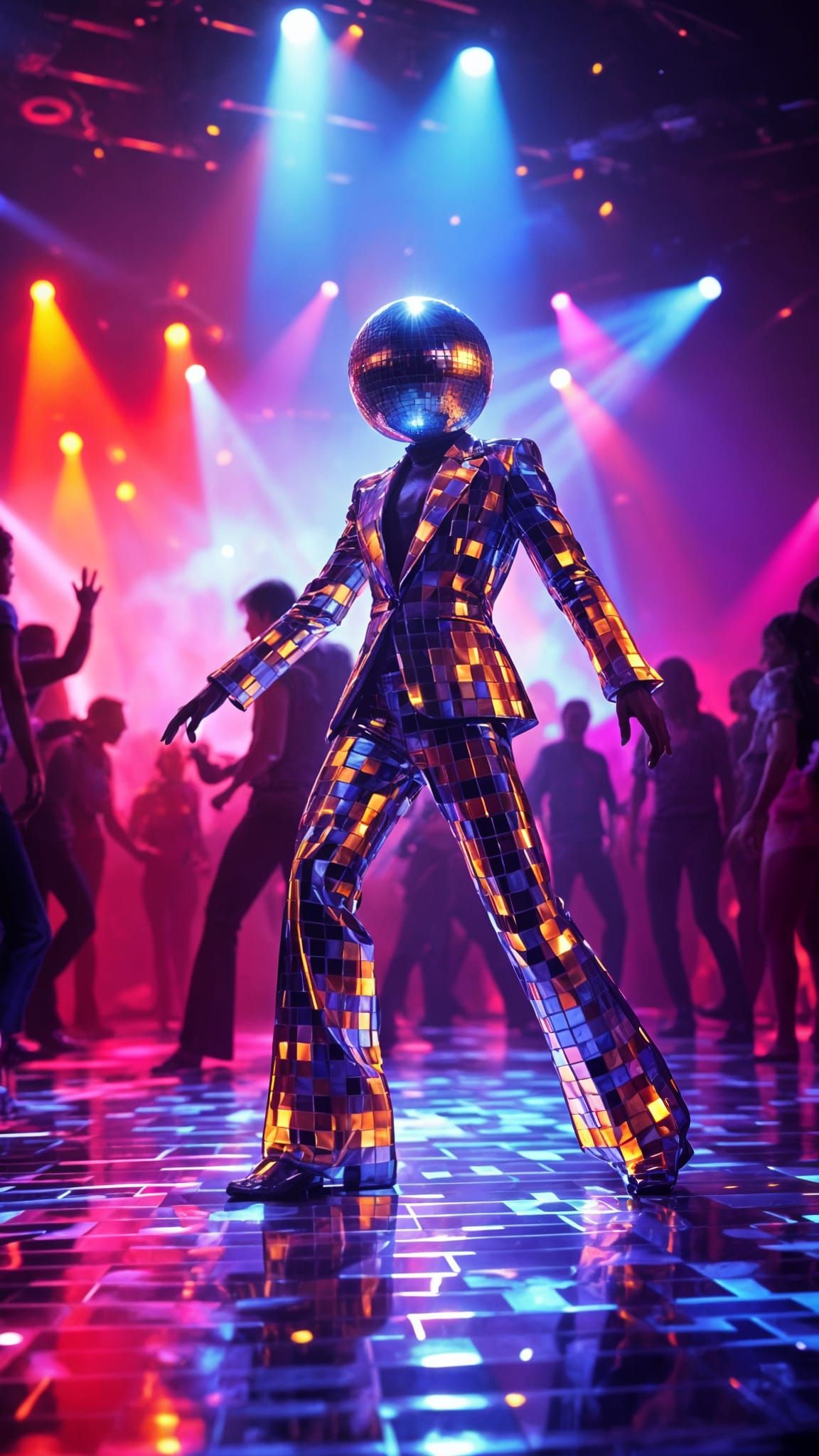 Surreal Disco Dancer in a Kaleidoscope of Colors