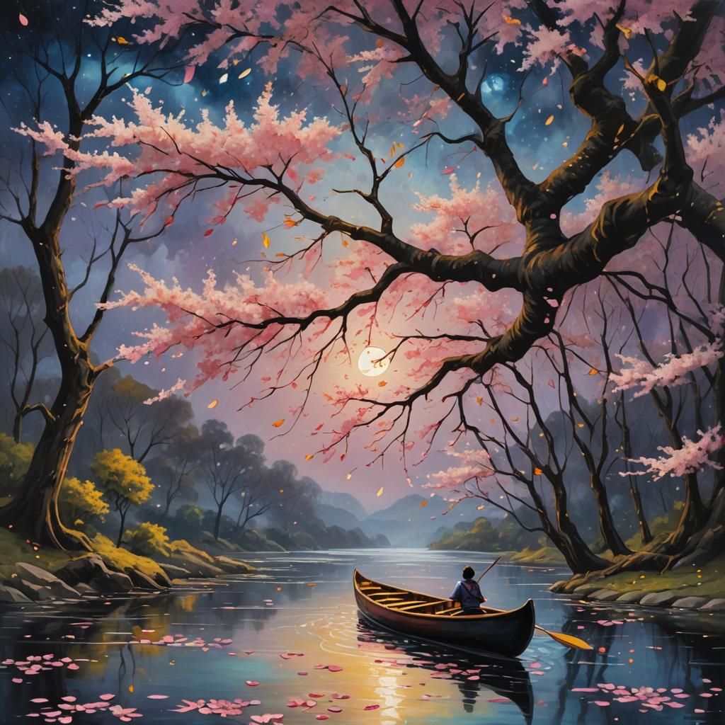 Sakura Tree Dreamscape in Dark Fantasy Style