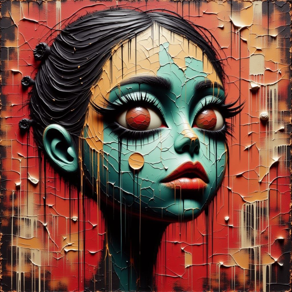 Distorted Face in Expressive Impasto Painting