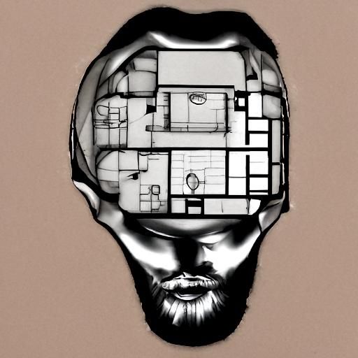 Psychedelic Head Illustration in Black and White