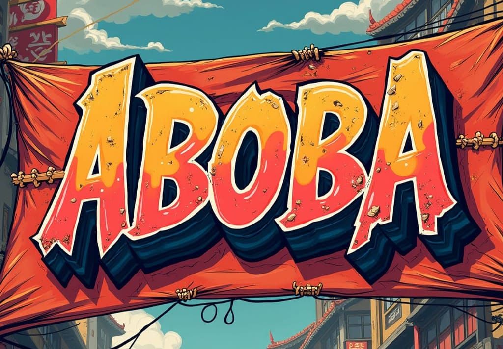 Naruto-Inspired Banner with ABOBA Text