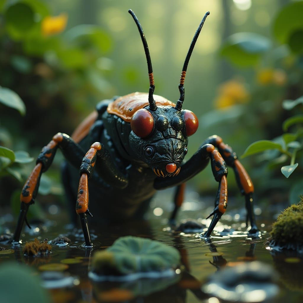 Insect Swamp Monster Emerges in Digital Art