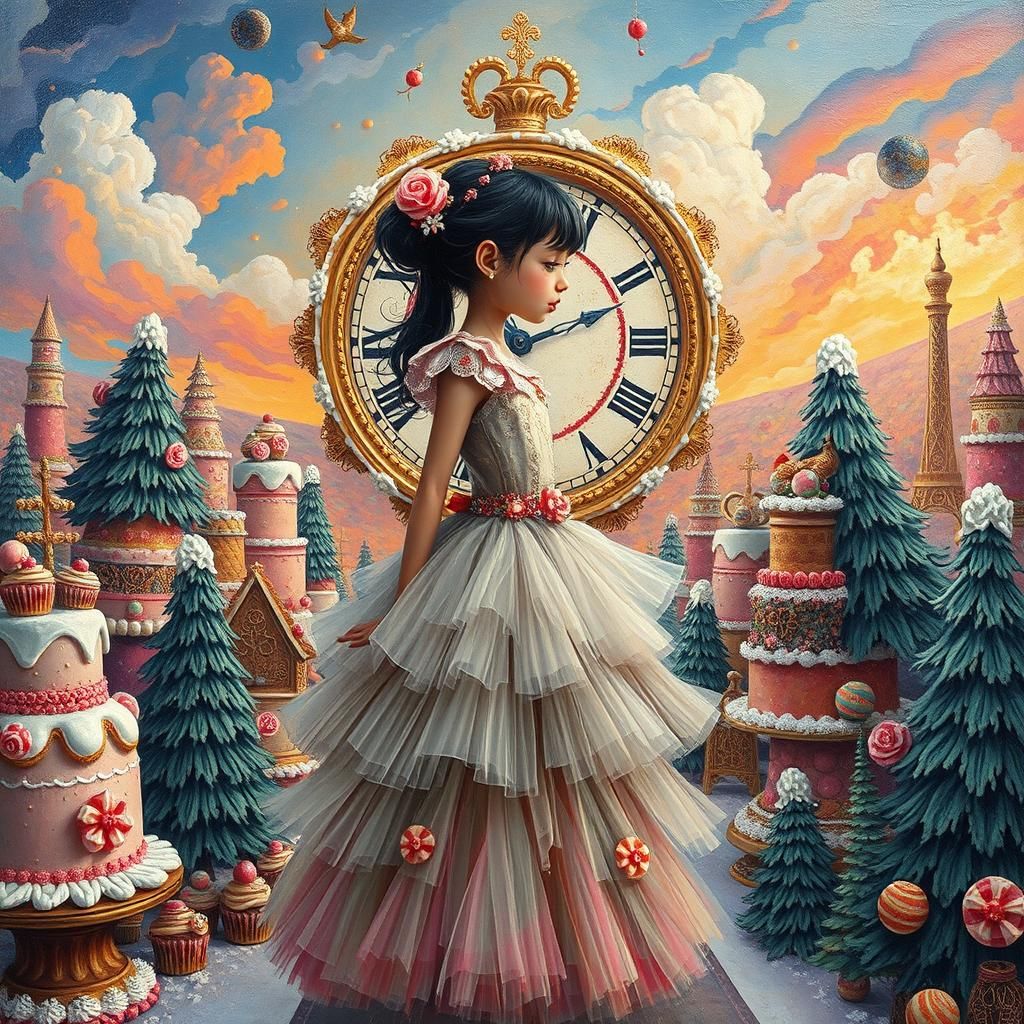 Candy Girl in Cake Land as Impasto Painting