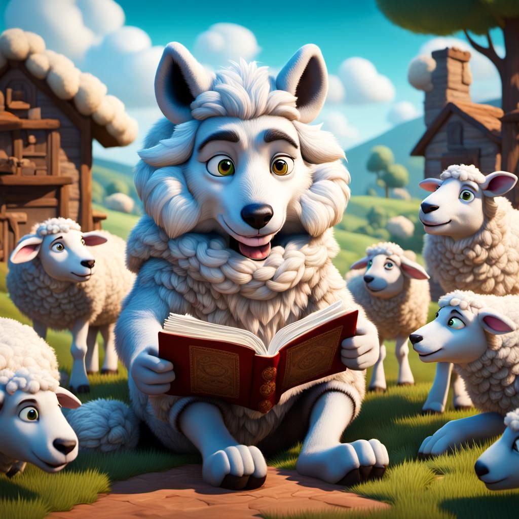 Wolf in Sheep's Clothing Reads to Sheep