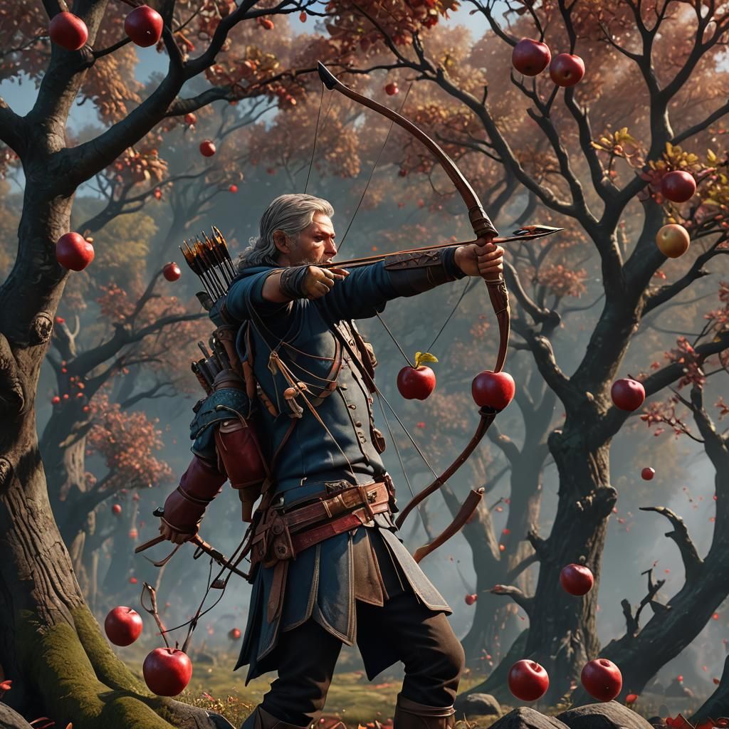 William Tell Shoots Apple: Detailed Matte Painting