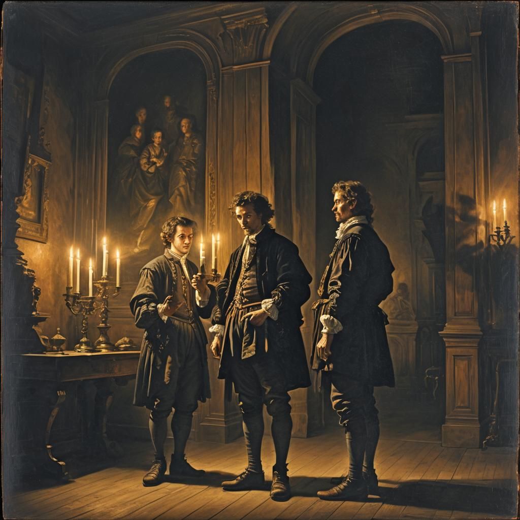 Dramatic Baroque Scene with Figures in Shadow