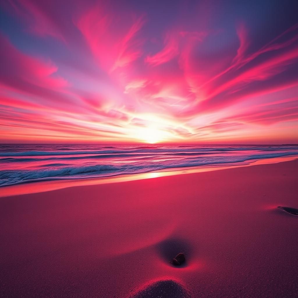 Vibrant Mandala on Sandy Beach at Sunset