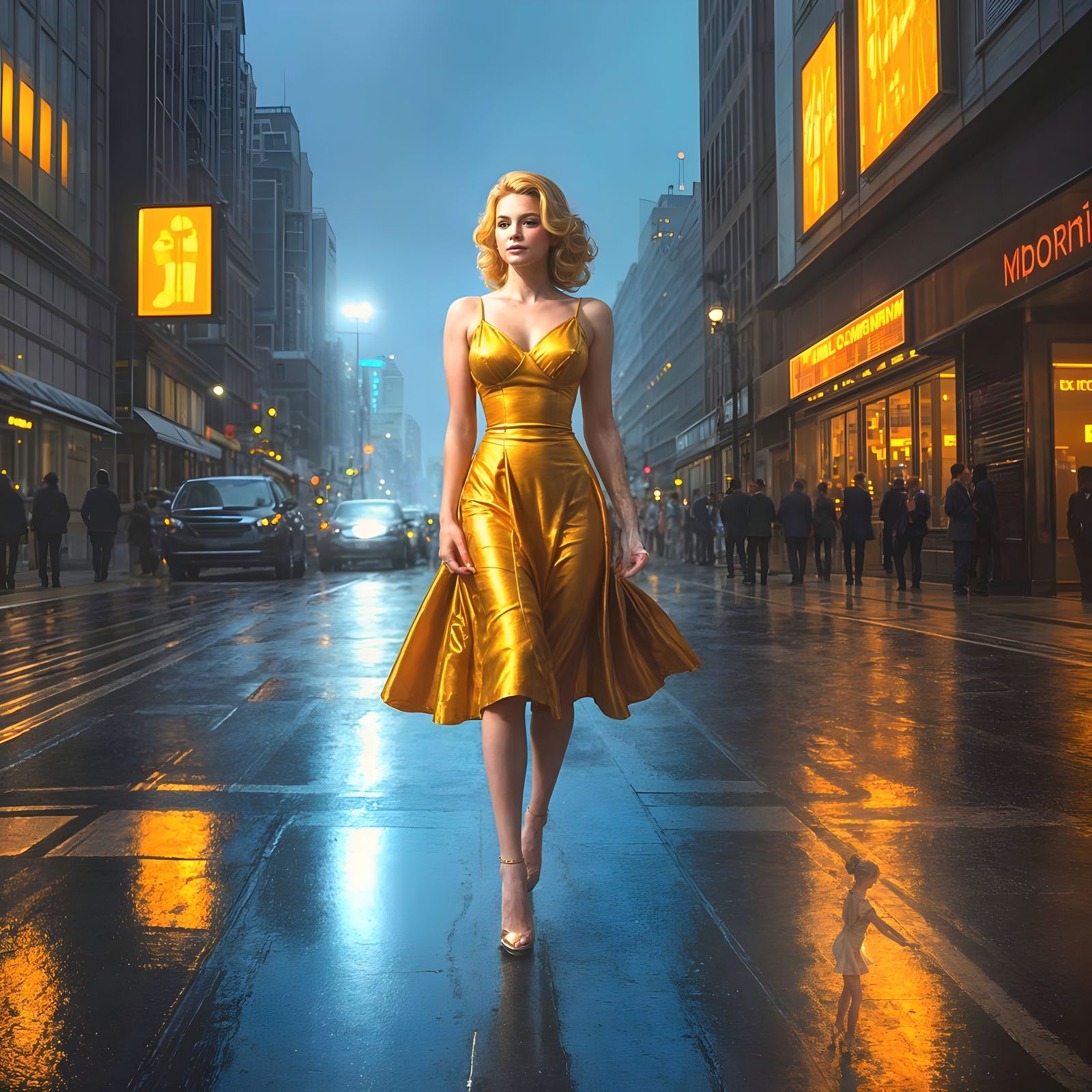 Sultry Cityscape in Vibrant Orange