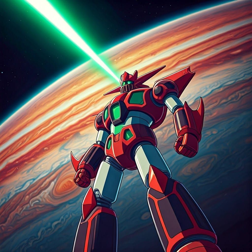 Getter Robot Triumphant in Space: Retro Anime Style