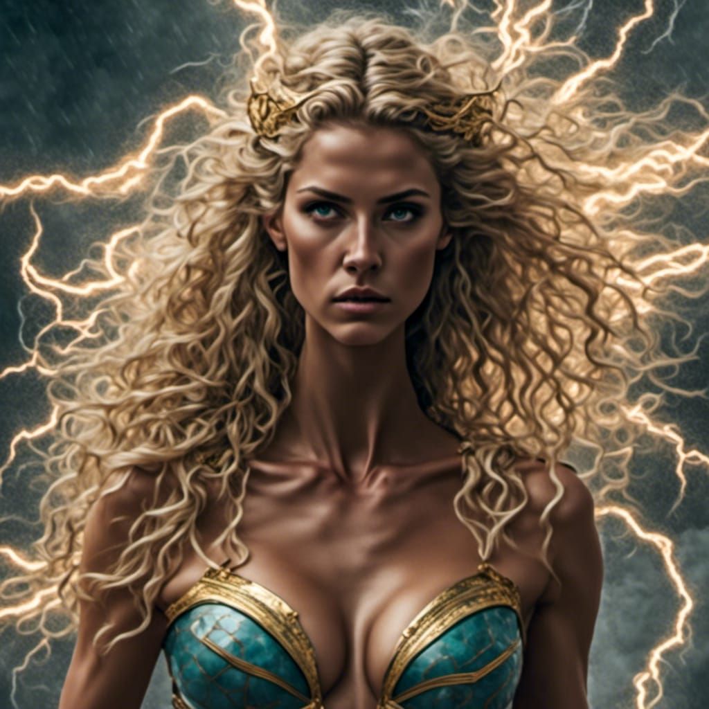 Persephone Goddess of Lightning in Hyperreal Portrait