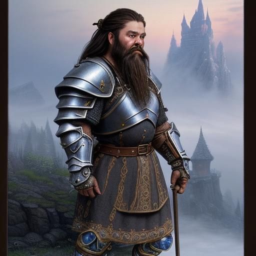 Dwarf in Plate Armor with Braided Beard