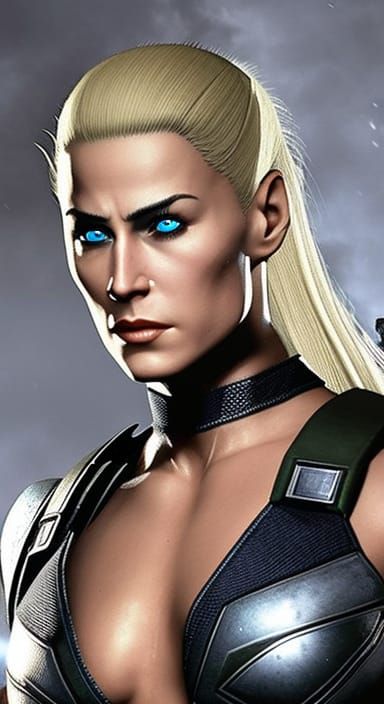 Sonya Blade Hyperrealistic Portrait in 80s Film Style