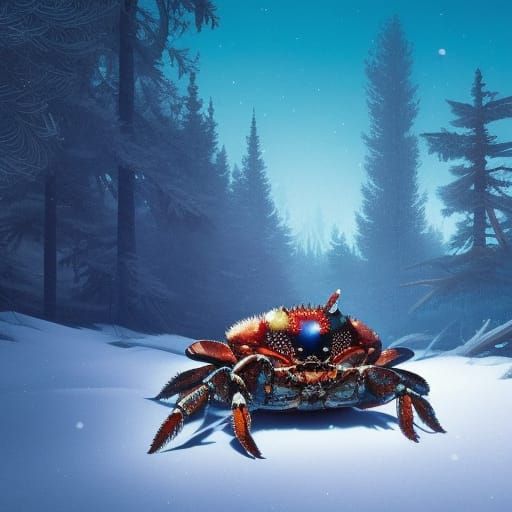 Crab in Snowglobe: Hyperdetailed Digital Art