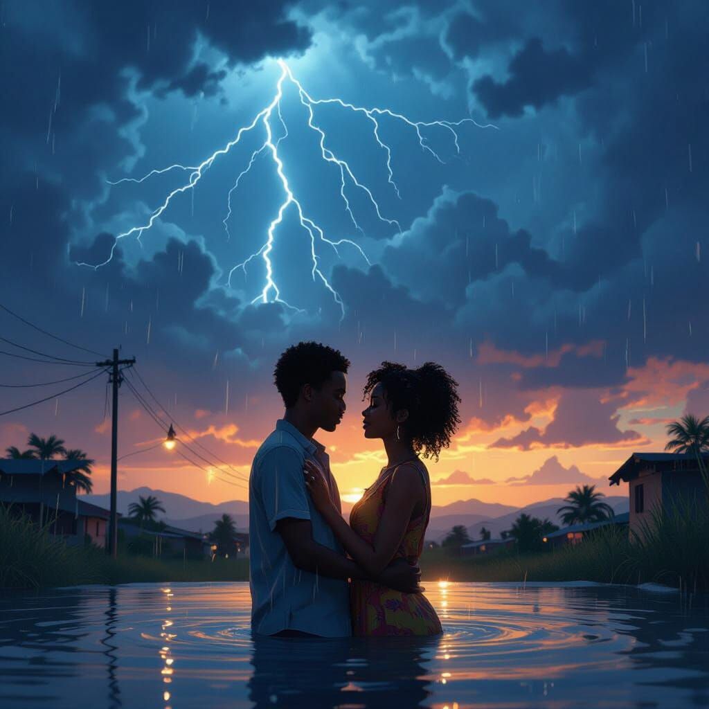Tropical Storm Romance in Japanese Animation Style