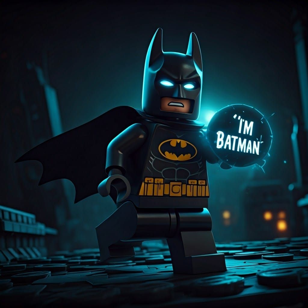 Lego Batman on Rooftop in Combat Pose