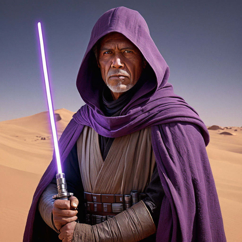 Master Jedi on Tatooine in Hyper Realistic Concept Art
