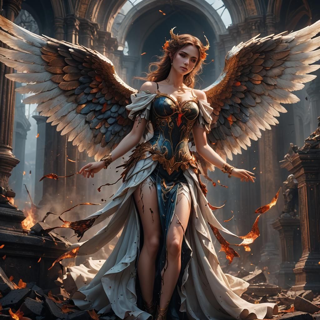 Fallen Angel in Lingerie: Fantasy Concept Art