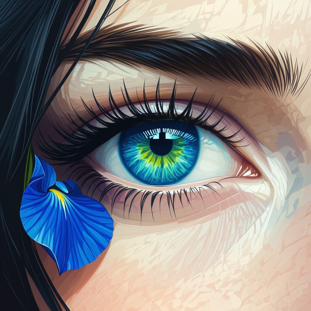 Detailed Blue-Green Iris in Hyperrealistic Style