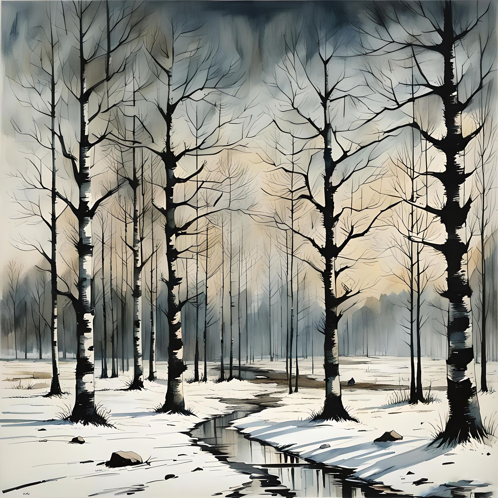 Winter Birches Inspired by Landscape Masters