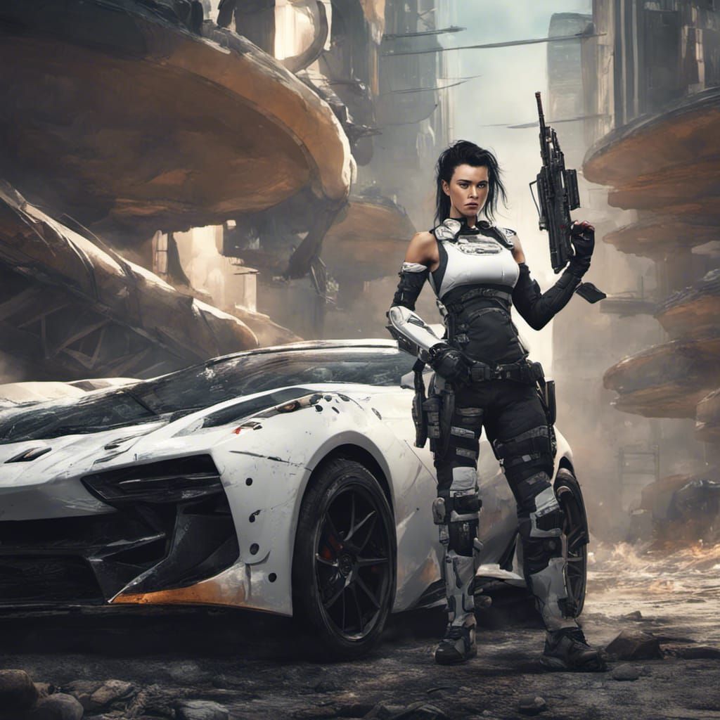 Futuristic Car Racer in Detailed Matte Painting