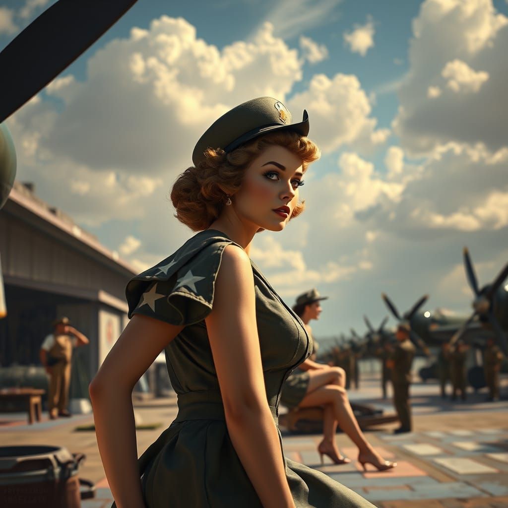 WW2 Pin Up Girls in Vibrant 8K Matte Painting