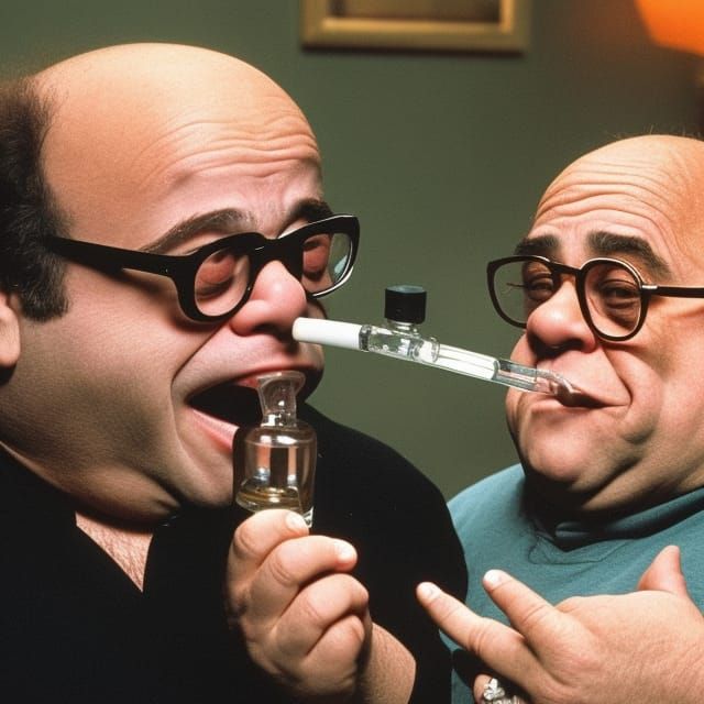 Danny DeVito Smoking Weed From a Bong