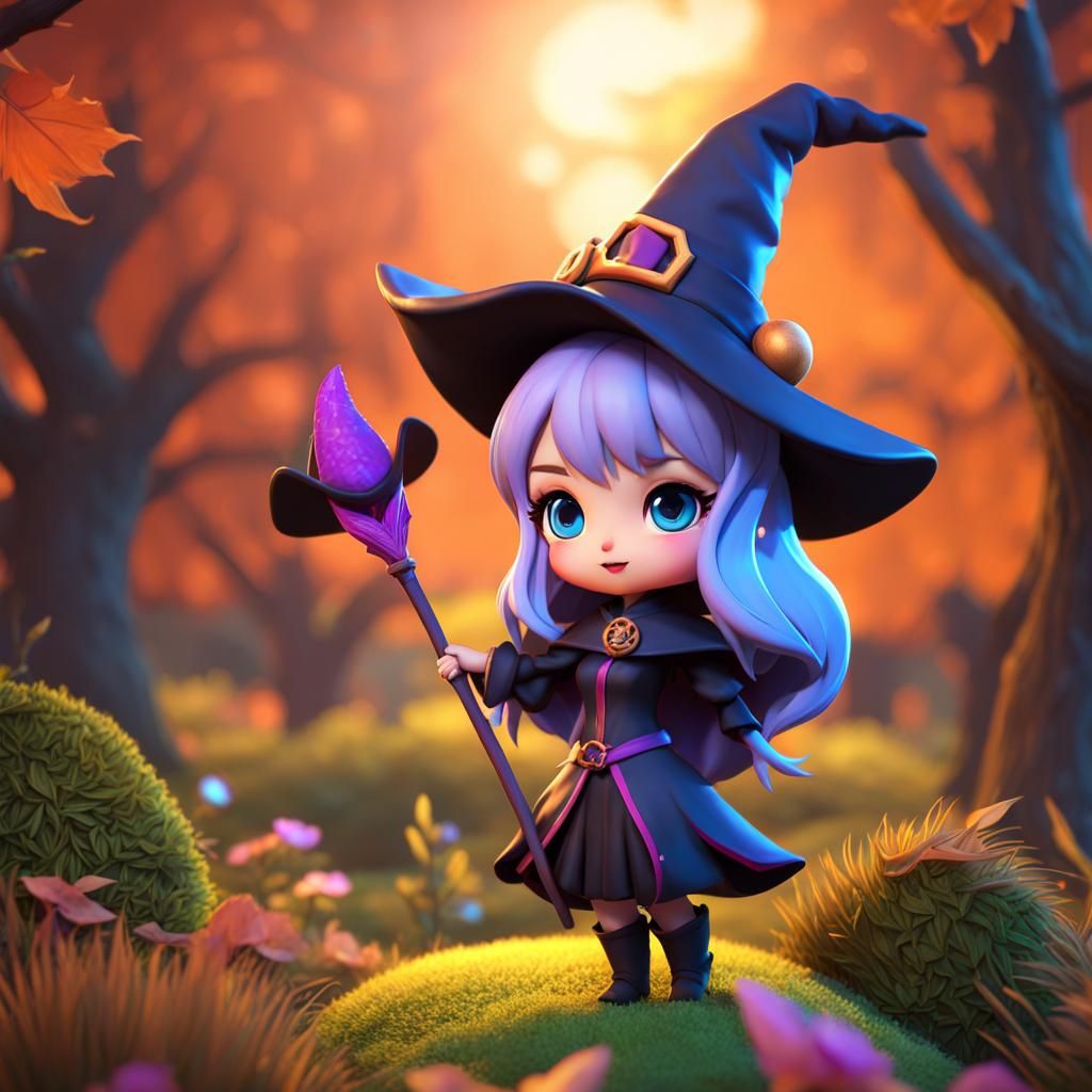 Chibi Witch in Colorful 3D Render