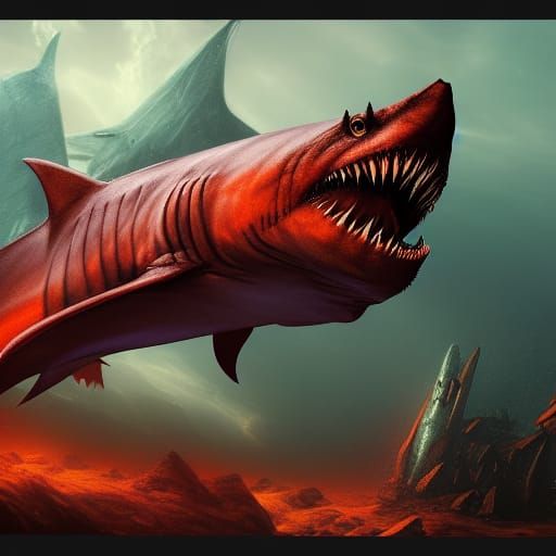 Detailed Demon Shark Matte Painting