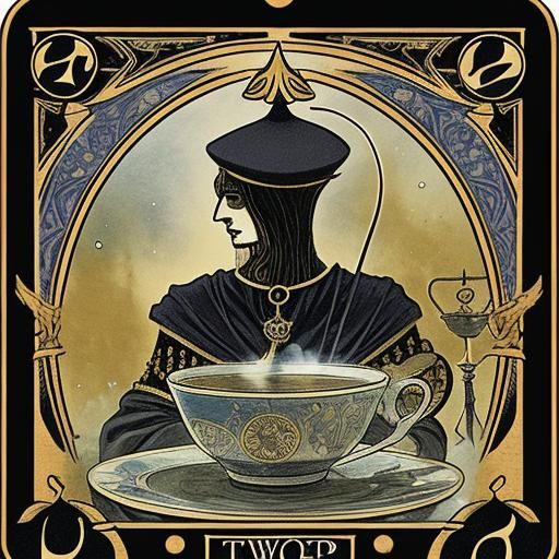 Two of Cups Tarot Card Illustration