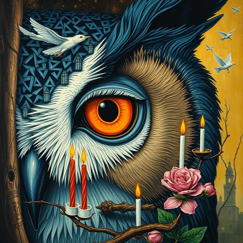 Surreal Birthday Portrait in Alebrije Style with Steampunk E...