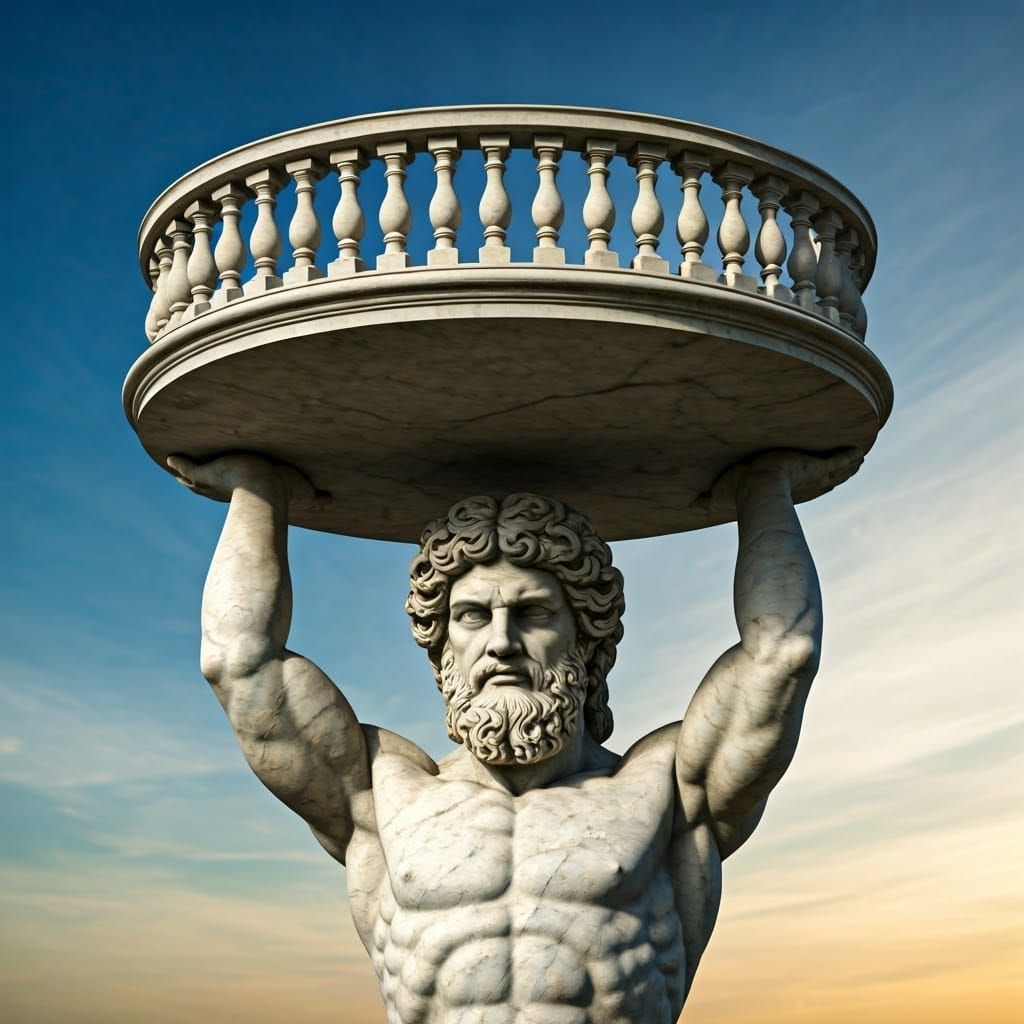 Marble Atlas Balcony in Photorealistic Style