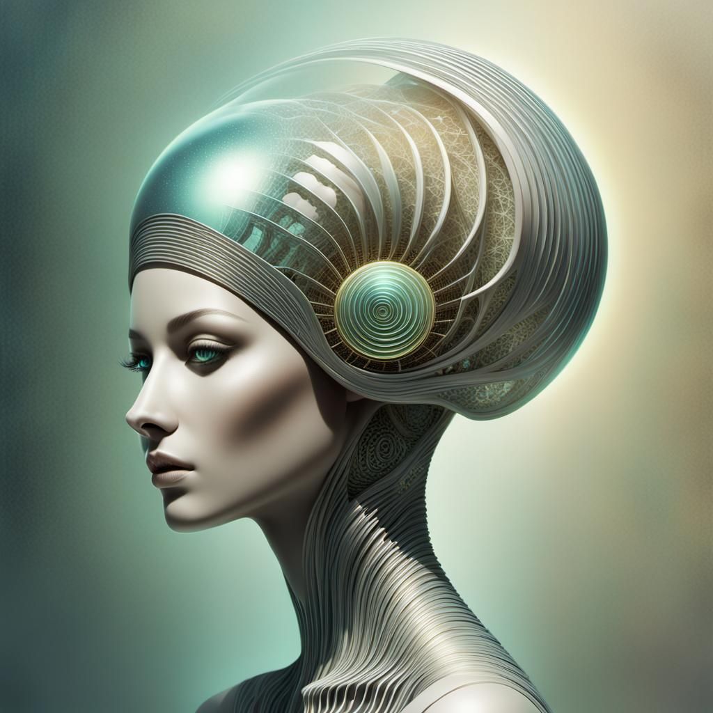 Ethereal Futuristic Goddess in Soft, Glowing Atmosphere