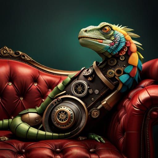 Pet RoboIguana on Couch