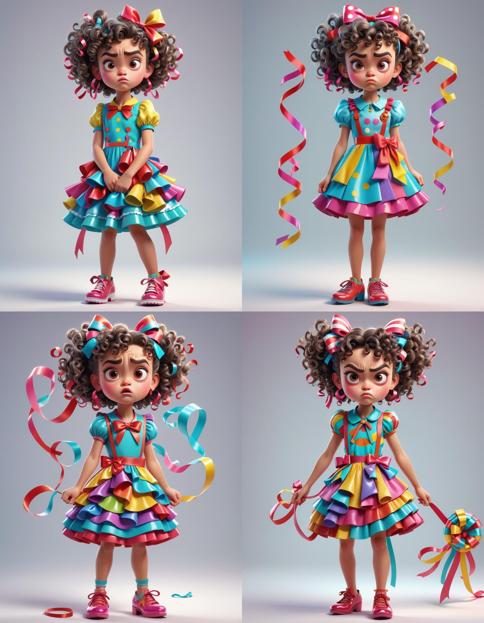 Cute Quirky Girl with Pout in 3D Digital Art