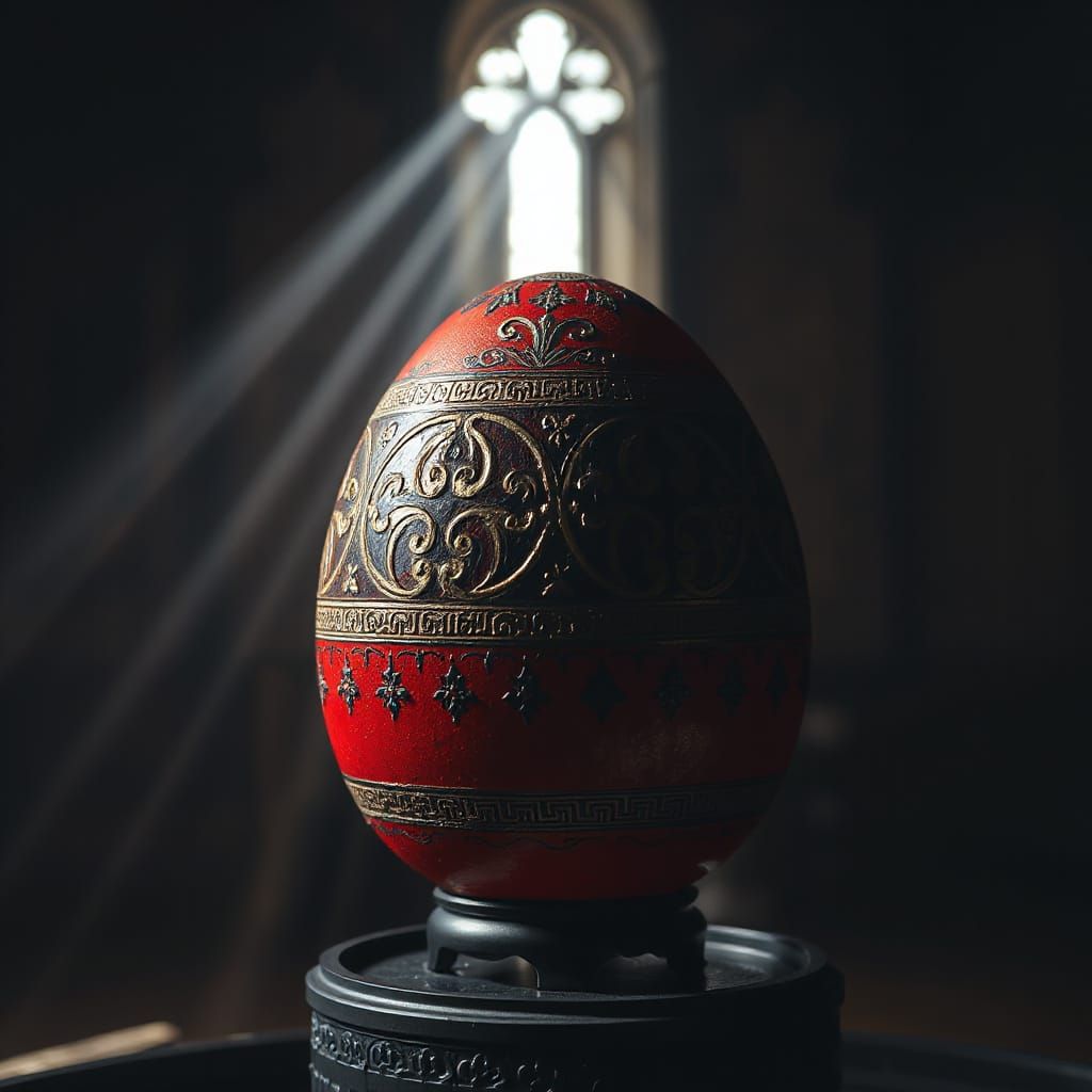Elegant Gothic Easter Egg with Intricate Carvings